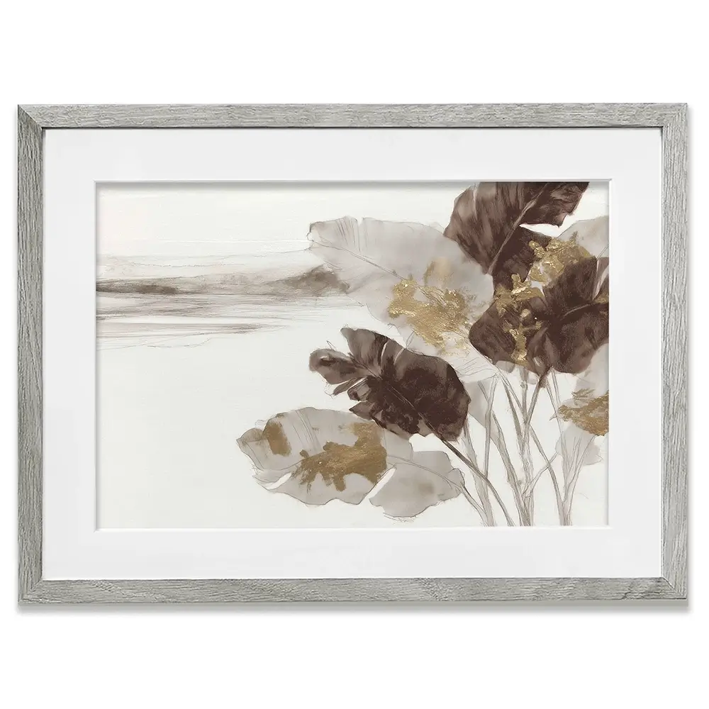 Gilded Banana Leaves Framed Art Print Gilded Banana Leaves Framed Art Print wall art product Chromatic Storm Studio