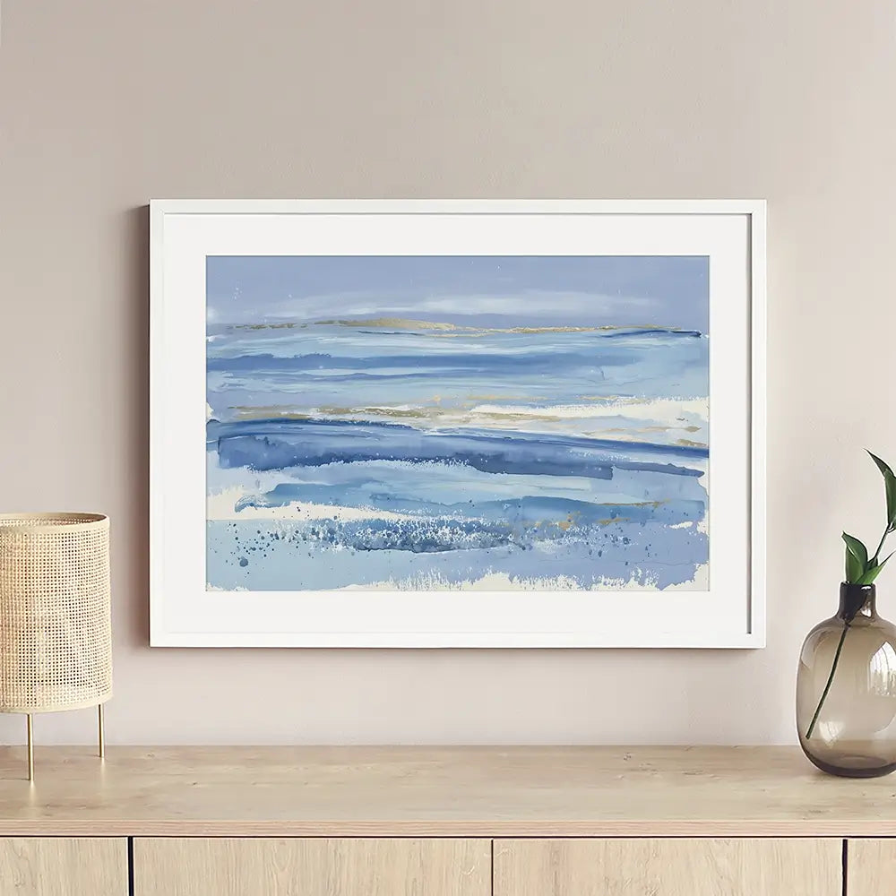 Gilded Sea Horizon Framed Art Print Gilded Sea Horizon Framed Art Print wall art product Chromatic Storm Studio