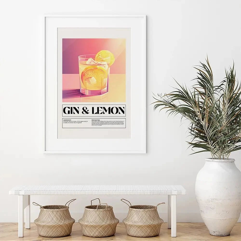 Gin and Lemon Recipe Framed Art Print Gin and Lemon Recipe Framed Art Print wall art product Art Print Shop