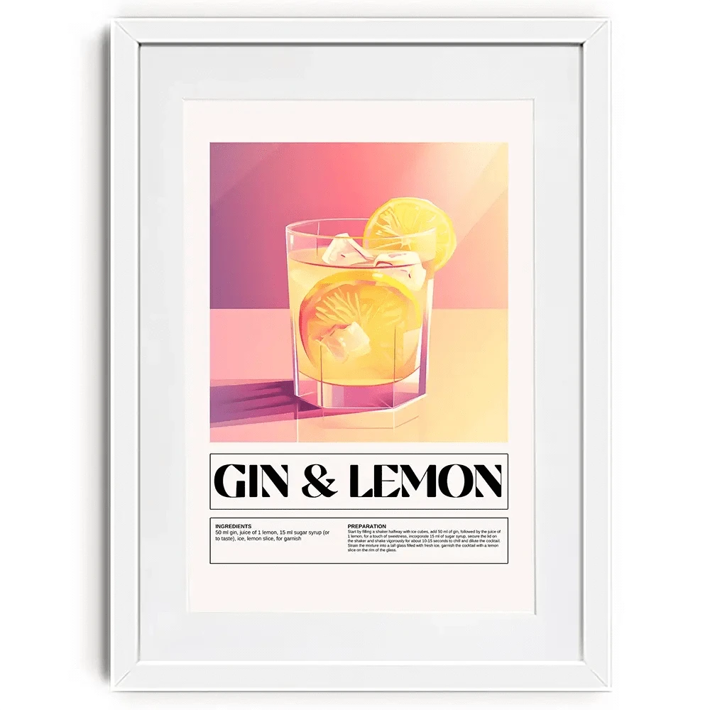 Gin and Lemon Recipe Framed Art Print Gin and Lemon Recipe Framed Art Print wall art product Art Print Shop
