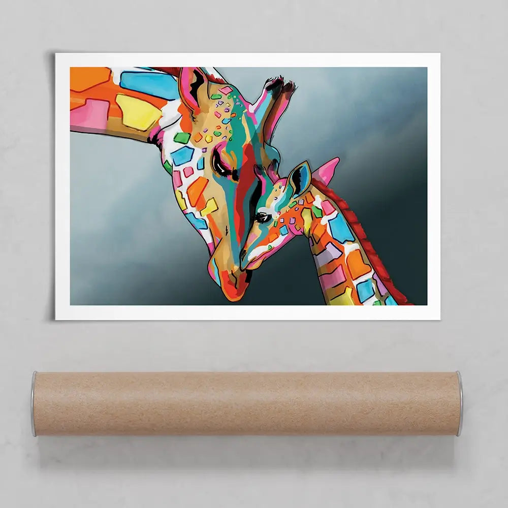 Giraffe And Calf Art Print Giraffe And Calf Art Print wall art product Independent