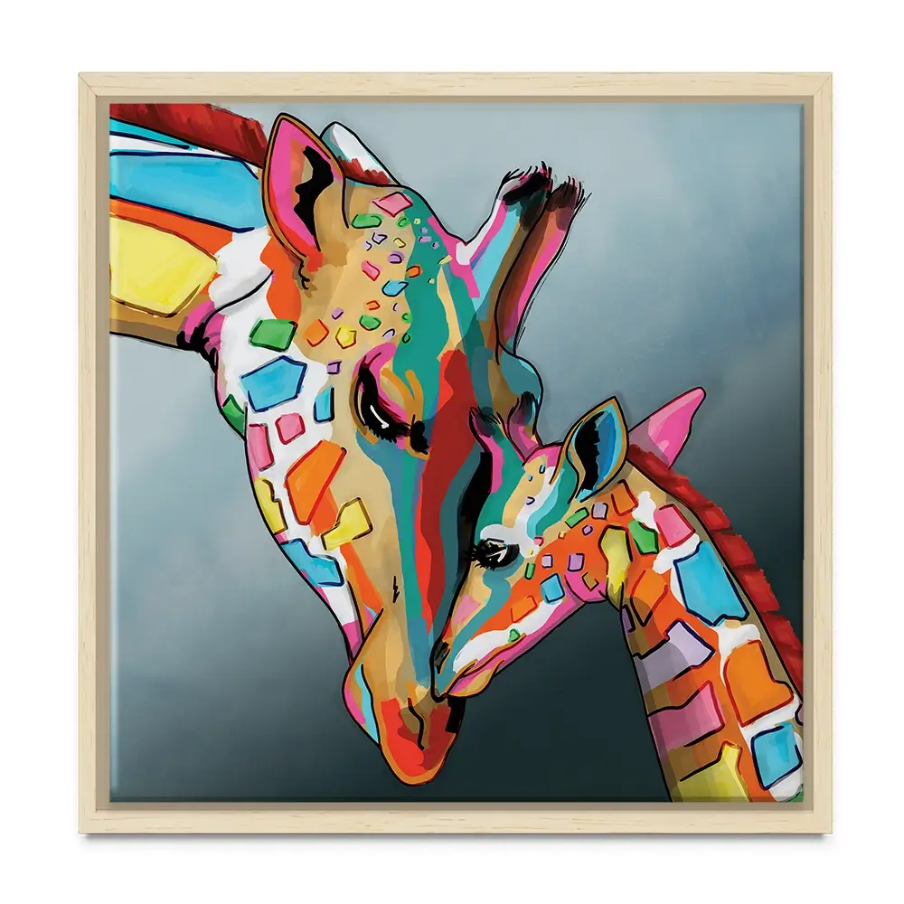 Giraffe And Calf Square Canvas Print Giraffe And Calf Square Canvas Print wall art product Art Print Shop