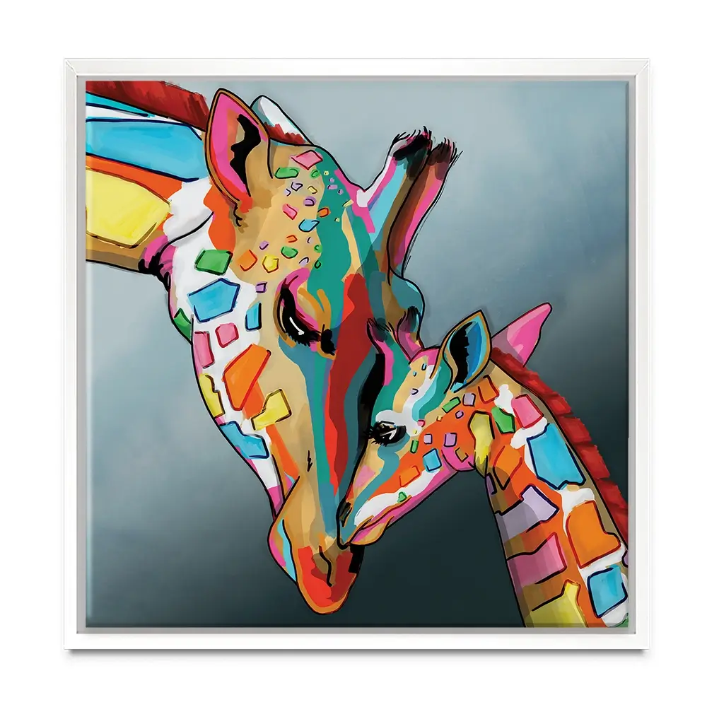 Giraffe And Calf Square Canvas Print Giraffe And Calf Square Canvas Print wall art product Art Print Shop
