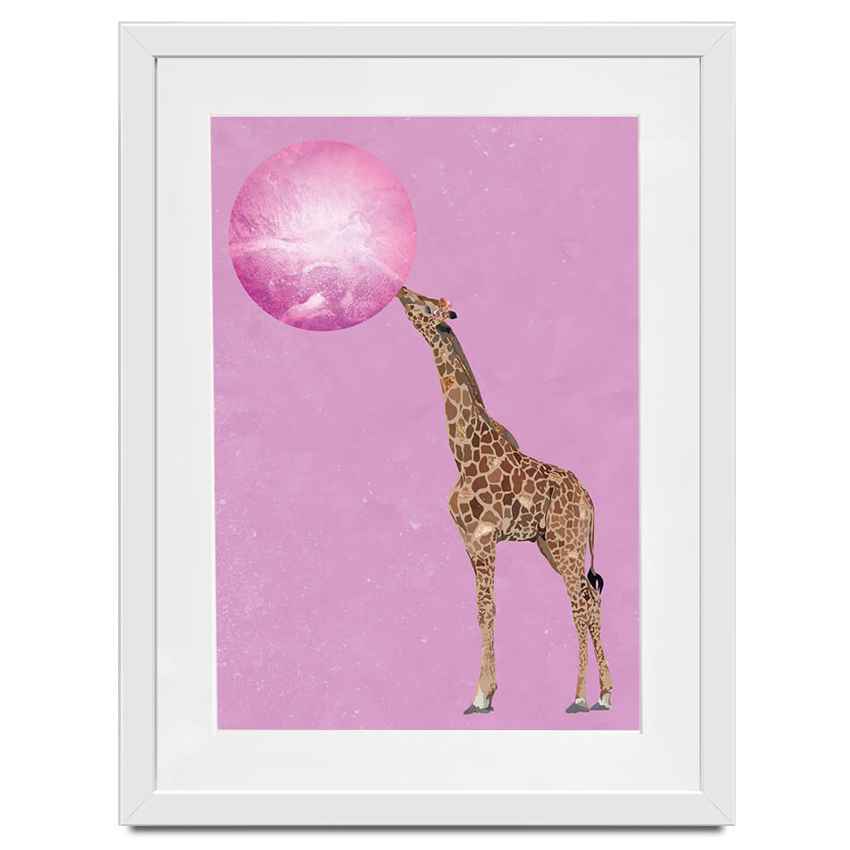 Giraffe Blowing Bubblegum Framed Art Print Giraffe Blowing Bubblegum Framed Art Print wall art product Sarah Manovski