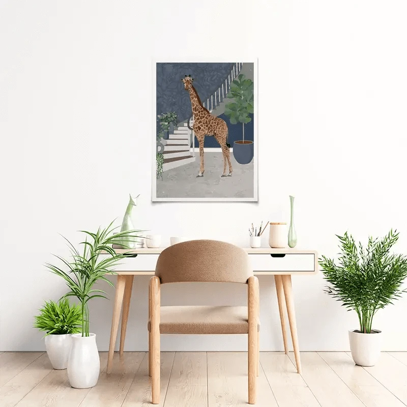 Giraffe By The Stairs Art Print Giraffe By The Stairs Art Print wall art product Sarah Manovski