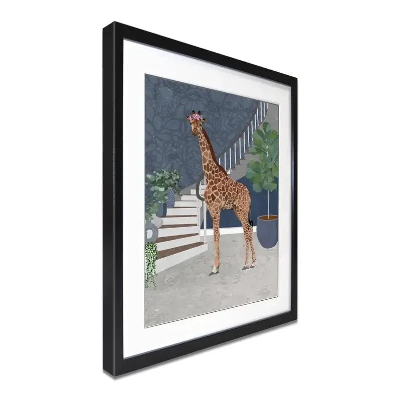 Giraffe By The Stairs Framed Art Print Giraffe By The Stairs Framed Art Print wall art product Sarah Manovski