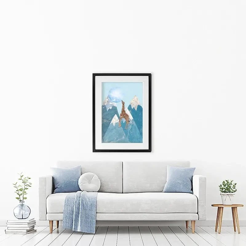 Giraffe On A Mountain Framed Art Print Giraffe On A Mountain Framed Art Print wall art product Sarah Manovski