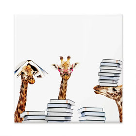 Giraffes With Books Square Canvas Print Giraffes With Books Square Canvas Print wall art product Sergey Novikov / Shutterstock