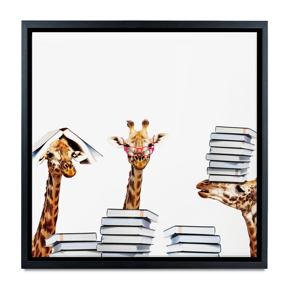 Giraffes With Books Square Canvas Print wall art product Sergey Novikov / Shutterstock