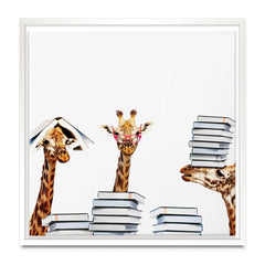 Giraffes With Books Square Canvas Print wall art product Sergey Novikov / Shutterstock