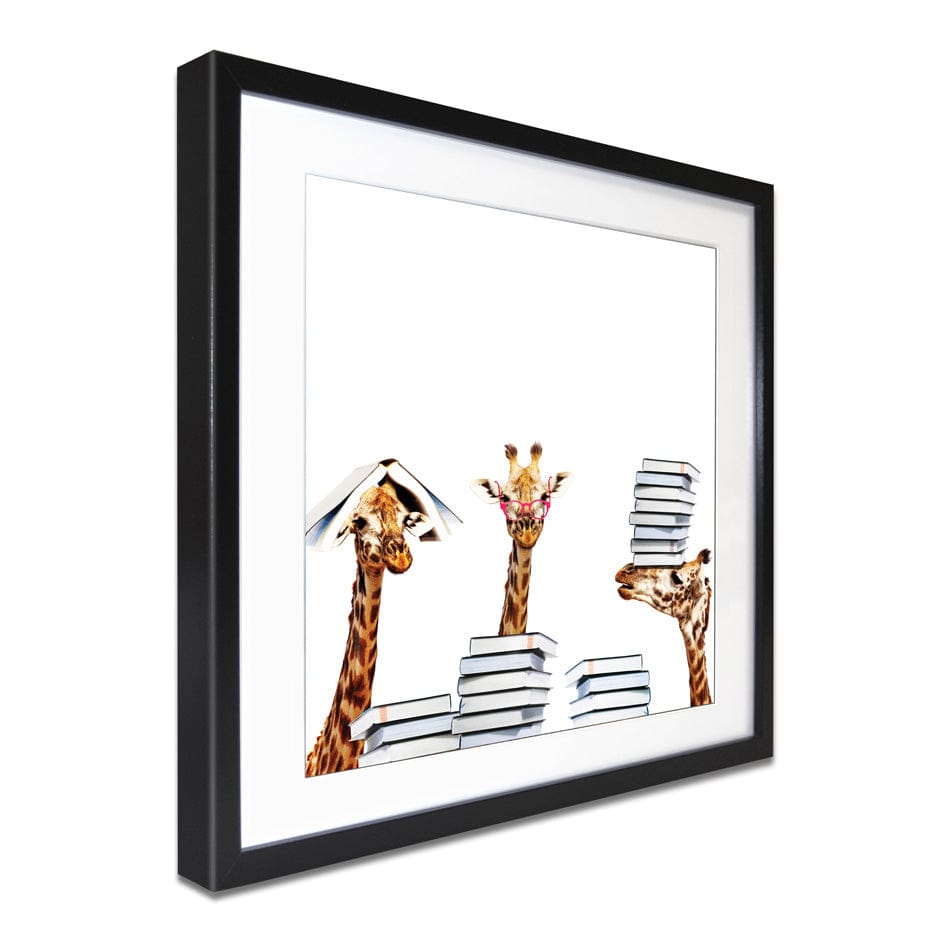 Giraffes With Books Square Framed Art Print wall art product Sergey Novikov / Shutterstock