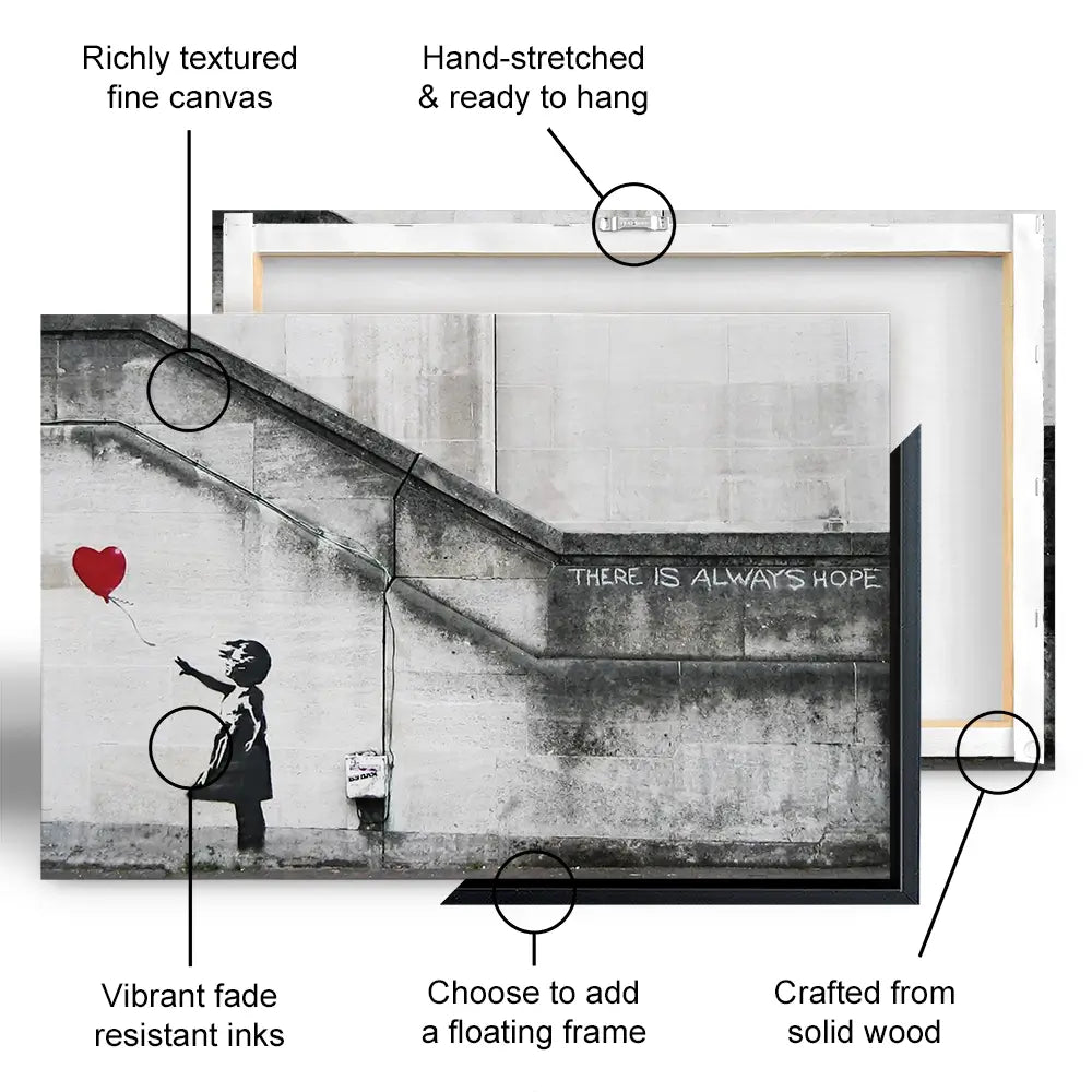 Girl And Heart Balloon Canvas Print Girl And Heart Balloon Canvas Print | Girl And Heart Balloon Art wall art product Banksy