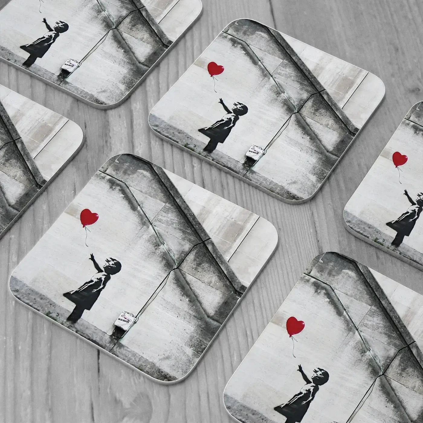 Girl And Heart Balloon Coaster Set Girl And Heart Balloon Coaster Set | Girl And Heart Balloon Coaster wall art product Banksy