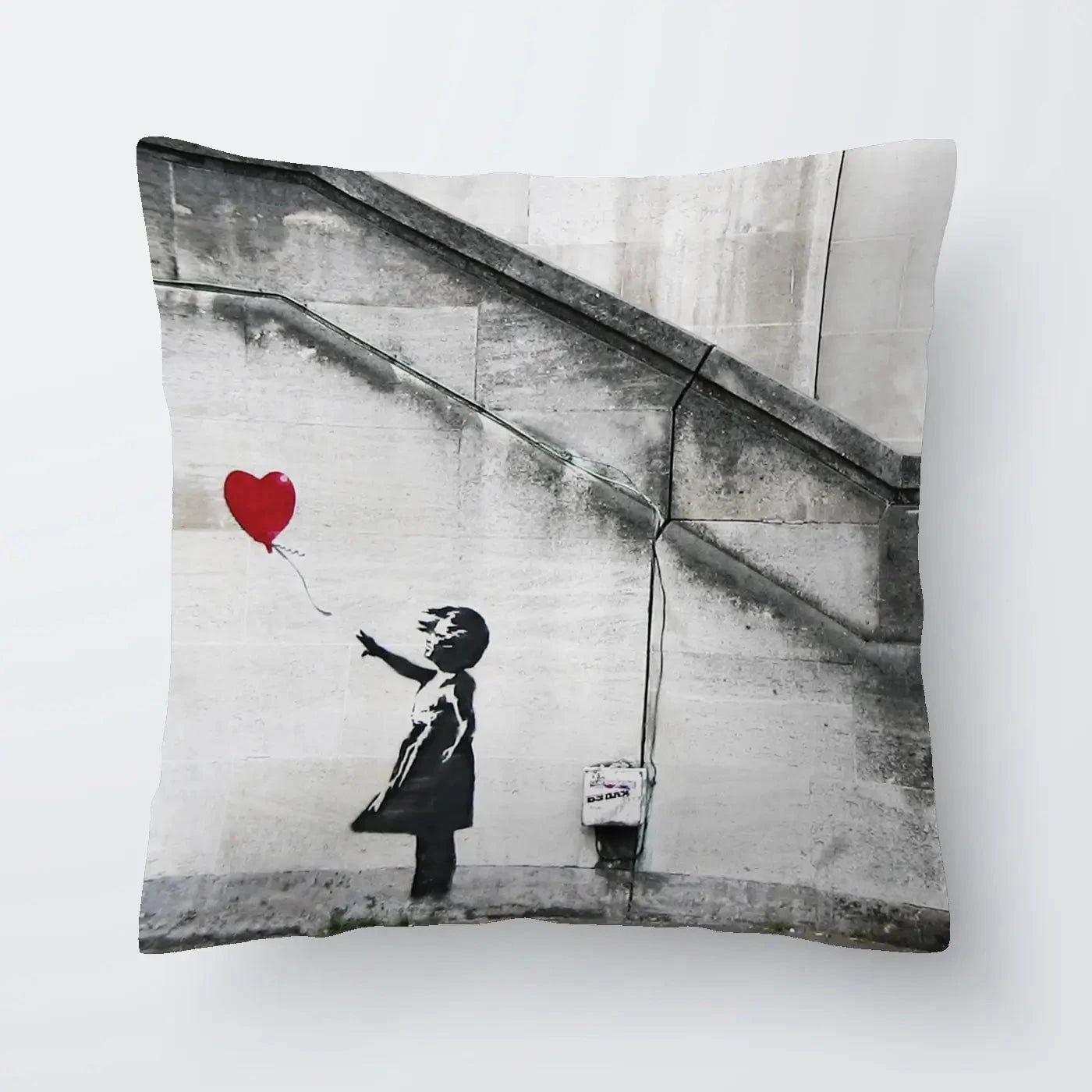 Girl And Heart Balloon Cushion Girl And Heart Balloon Cushion wall art product Banksy
