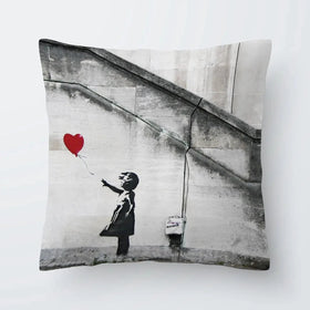 Girl And Heart Balloon Cushion Girl And Heart Balloon Cushion wall art product Banksy