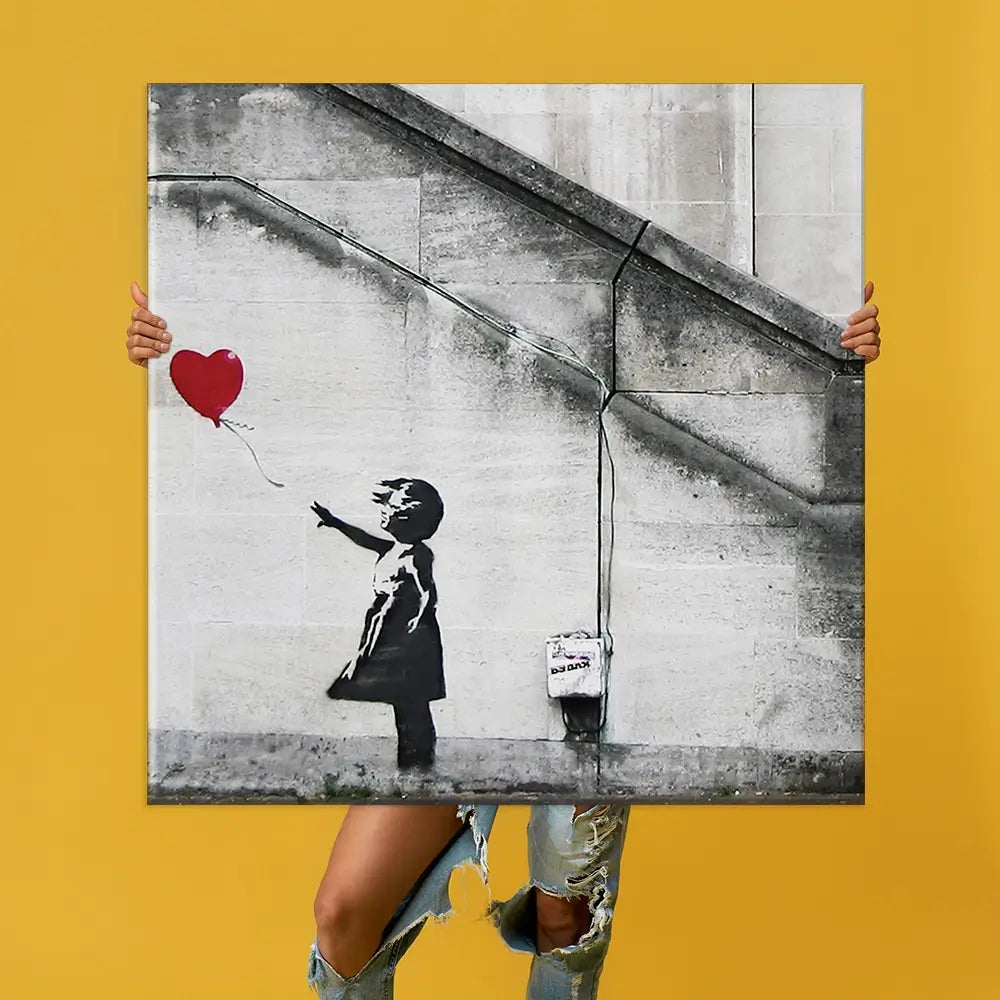 Girl And Heart Balloon Oversized Canvas Print Girl And Heart Balloon Oversized Canvas Print wall art product Art Print Shop
