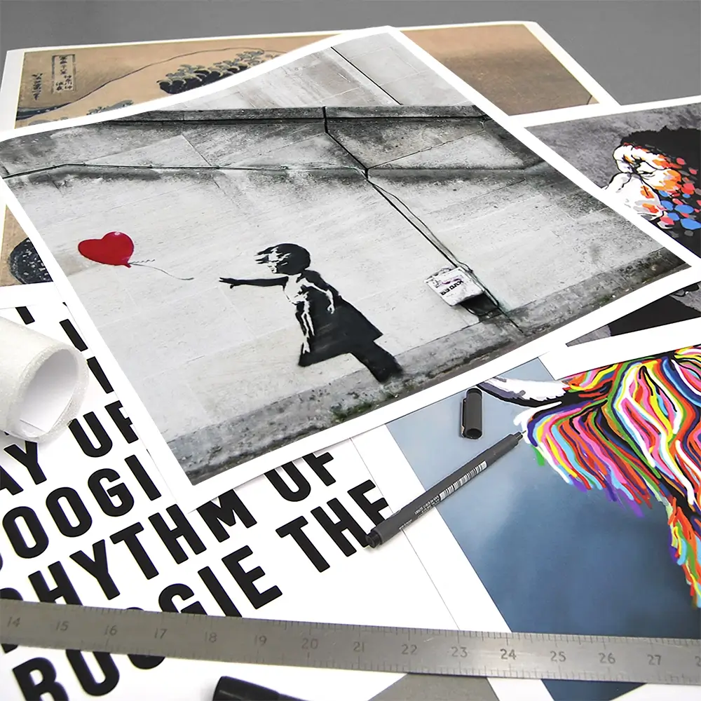 Girl And Heart Balloon Square Art Print Girl And Heart Balloon Square Art Print wall art product Banksy