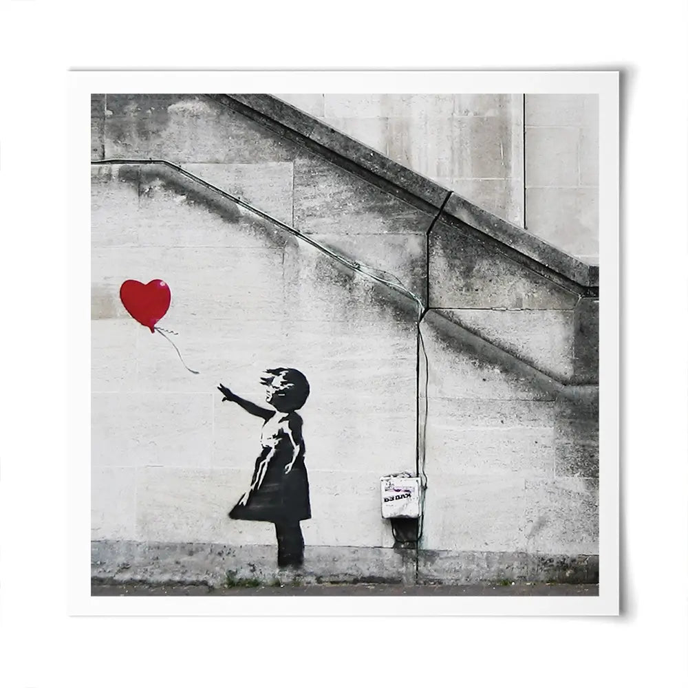 Girl And Heart Balloon Square Art Print Girl And Heart Balloon Square Art Print wall art product Banksy