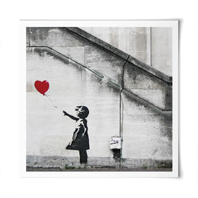 Girl And Heart Balloon Square Art Print Girl And Heart Balloon Square Art Print wall art product Banksy