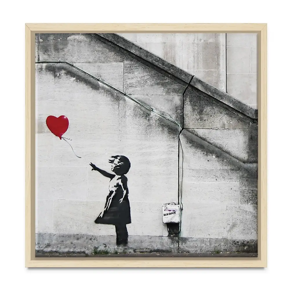 Girl And Heart Balloon Square Canvas Print Girl And Heart Balloon Square Canvas Print wall art product Banksy