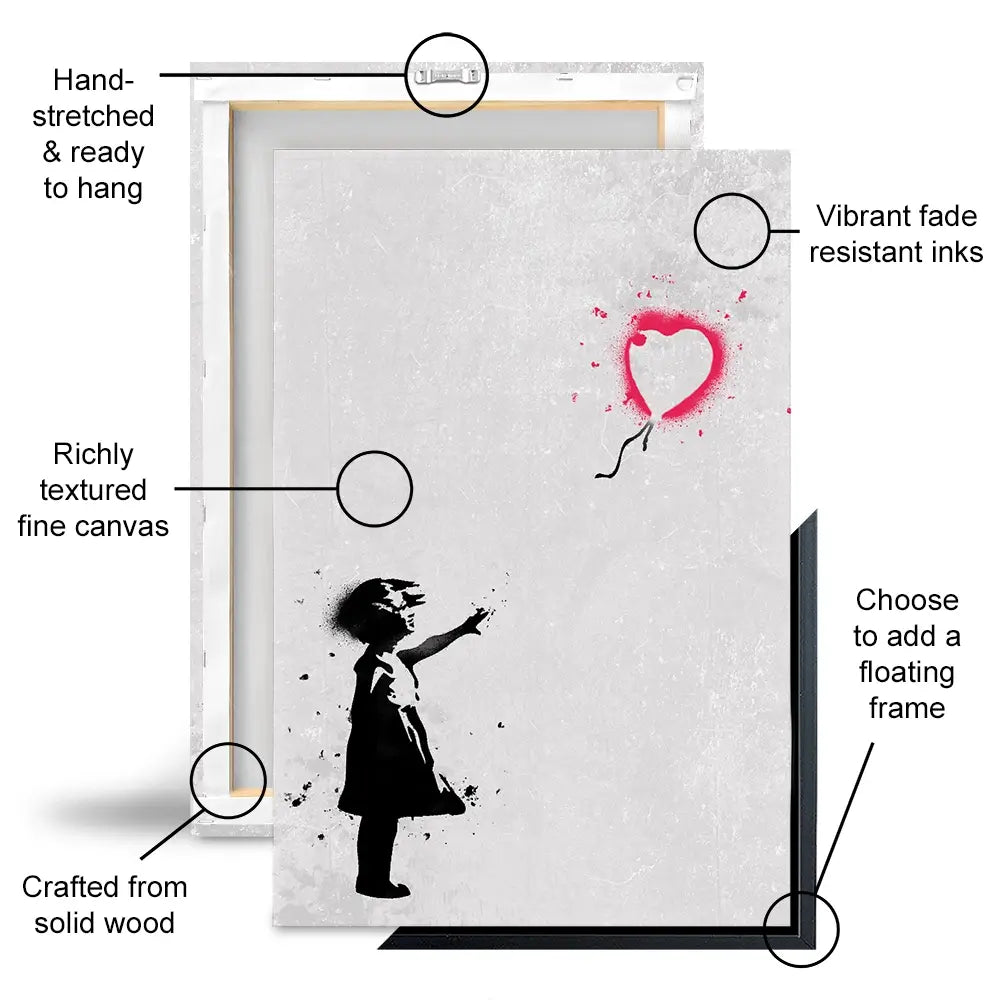 Girl With Balloon Portrait Canvas Print Girl With Balloon Portrait Canvas Print wall art product Banksy