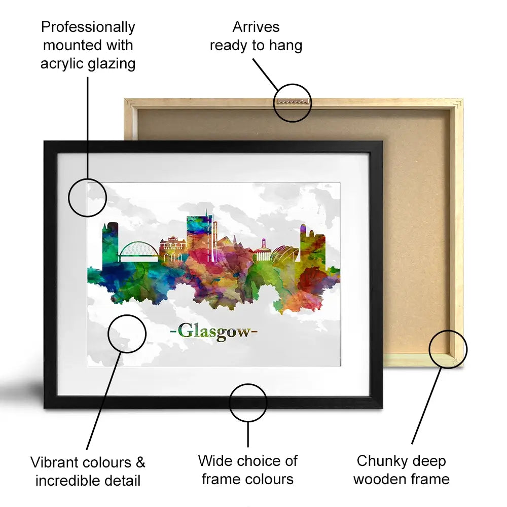 Glasgow In Colour Framed Art Print Glasgow In Colour Framed Art Print wall art product Towseef Dar / Shutterstock