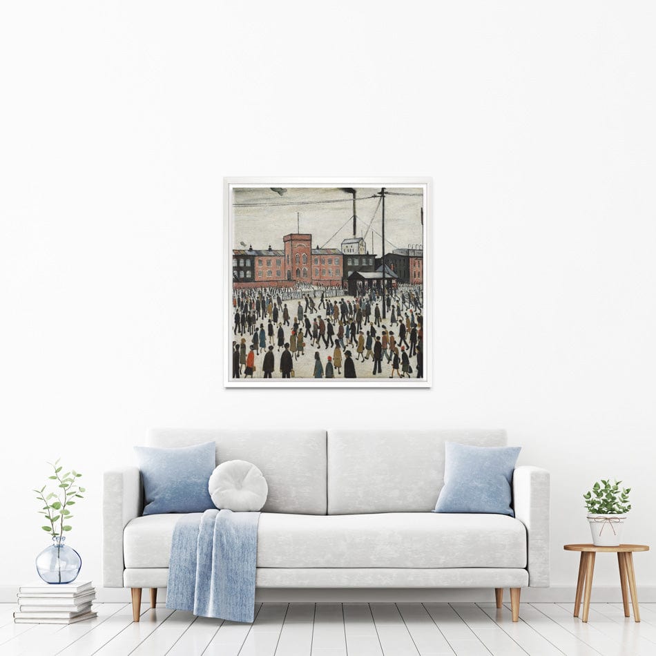 Going To Work Square Canvas Print wall art product L.S.Lowry