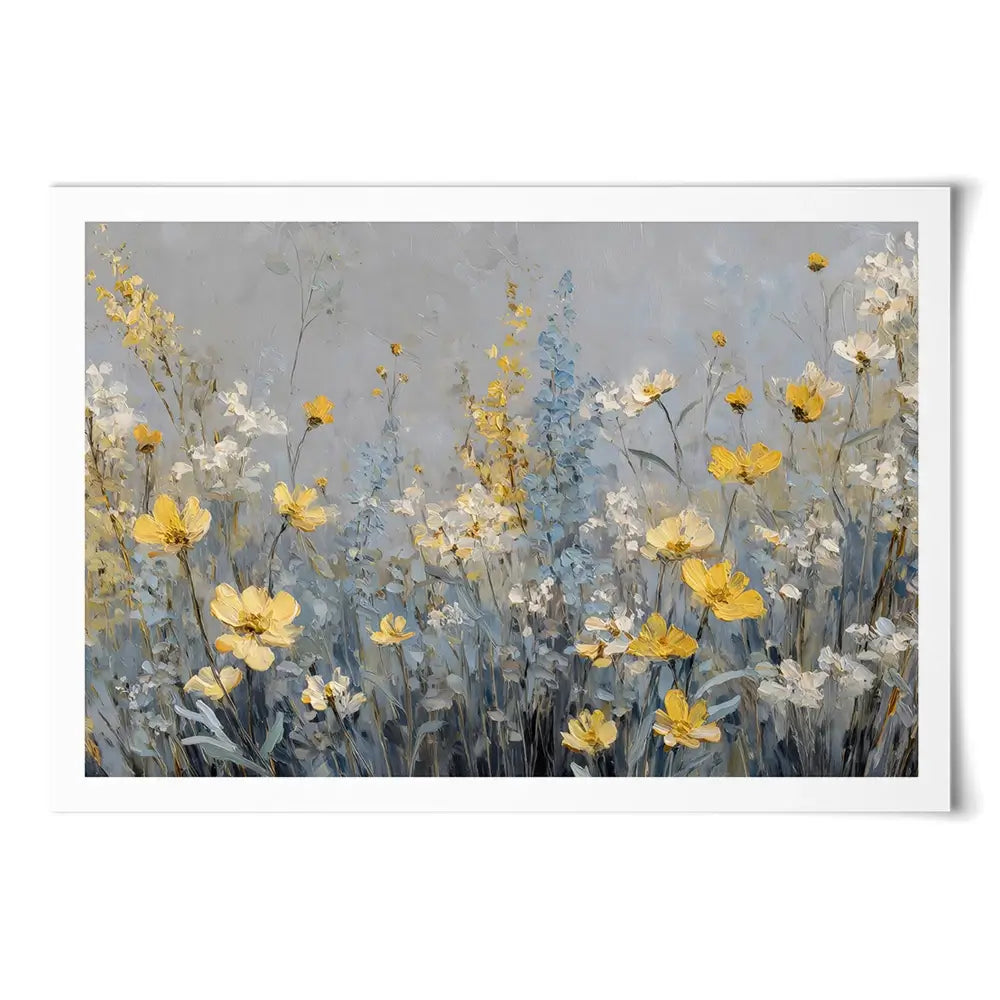 Gold And Blue Wildflowers 2 Art Print Gold And Blue Wildflowers 2 Art Print wall art product Petal Prints Design - Independent