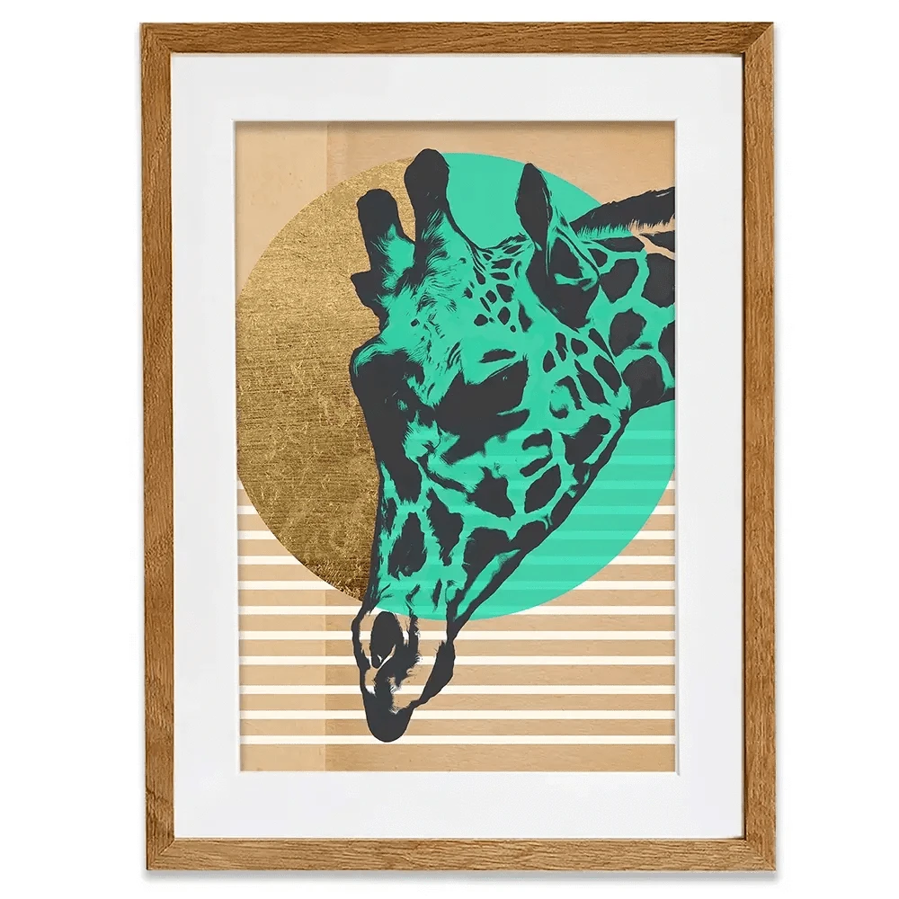 Gold Geometric Giraffe Framed Art Print Gold Geometric Giraffe Framed Art Print wall art product Alonzo Saunders