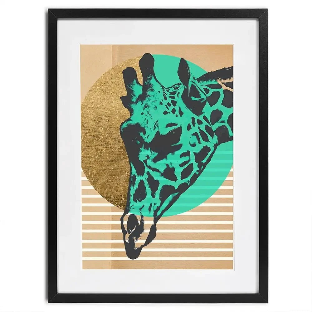 Gold Geometric Giraffe Framed Art Print Gold Geometric Giraffe Framed Art Print wall art product Alonzo Saunders