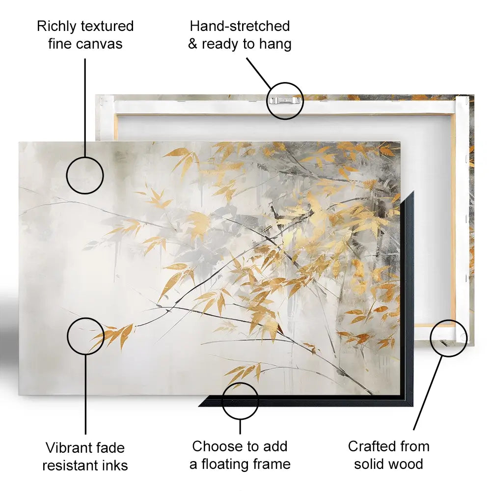 Gold Leaf Branches Canvas Print Gold Leaf Branches Canvas Print wall art product Art Print Shop