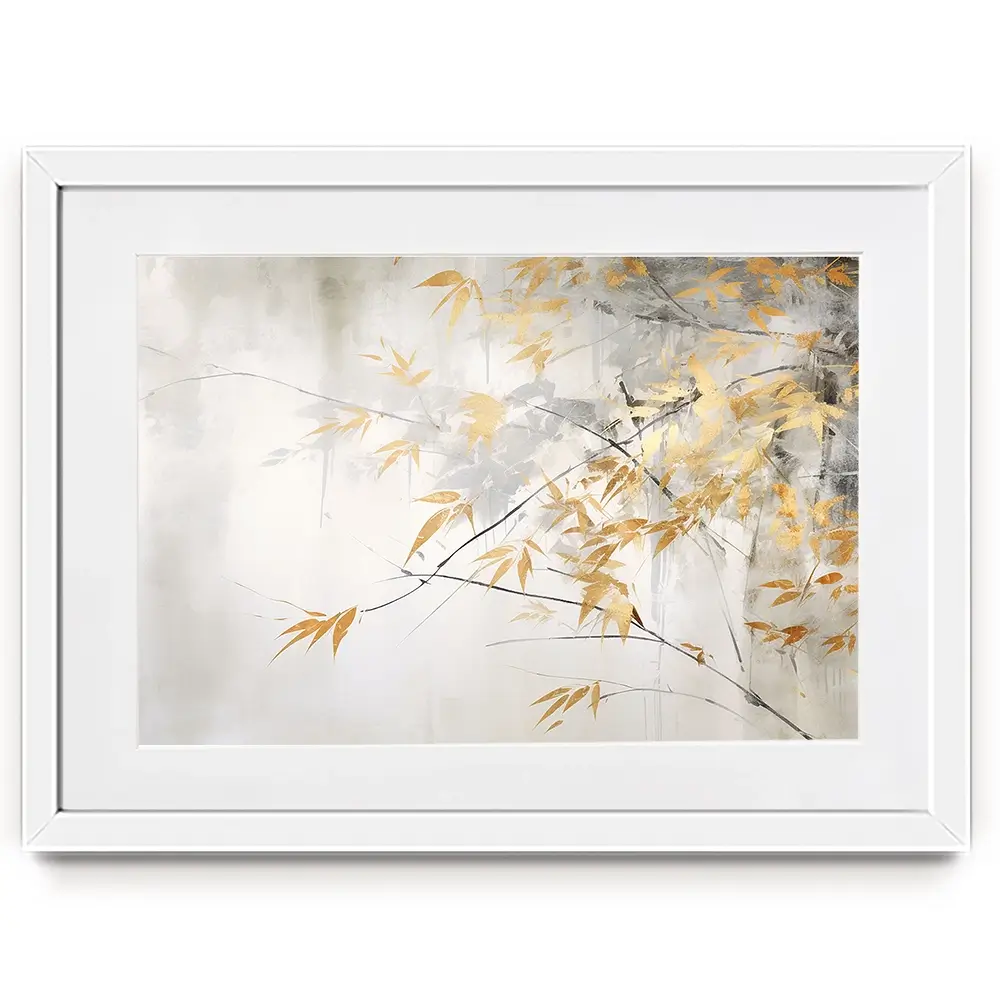 Gold Leaf Branches Framed Art Print Gold Leaf Branches Framed Art Print wall art product Art Print Shop