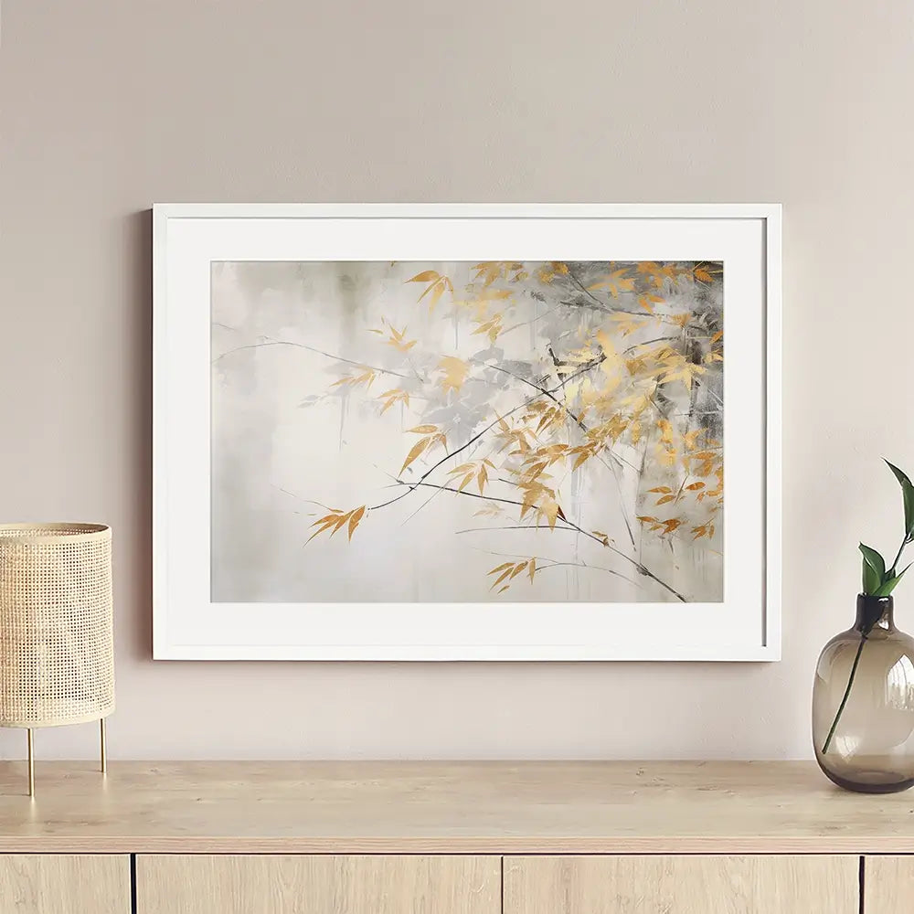 Gold Leaf Branches Framed Art Print Gold Leaf Branches Framed Art Print wall art product Art Print Shop