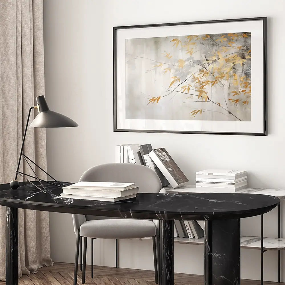 Gold Leaf Branches Framed Art Print Gold Leaf Branches Framed Art Print wall art product Art Print Shop