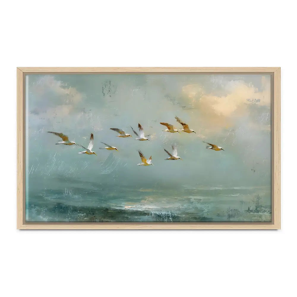 Golden Bird Flight Canvas Print Golden Bird Flight Canvas Print wall art product Petal Prints Design - Independent