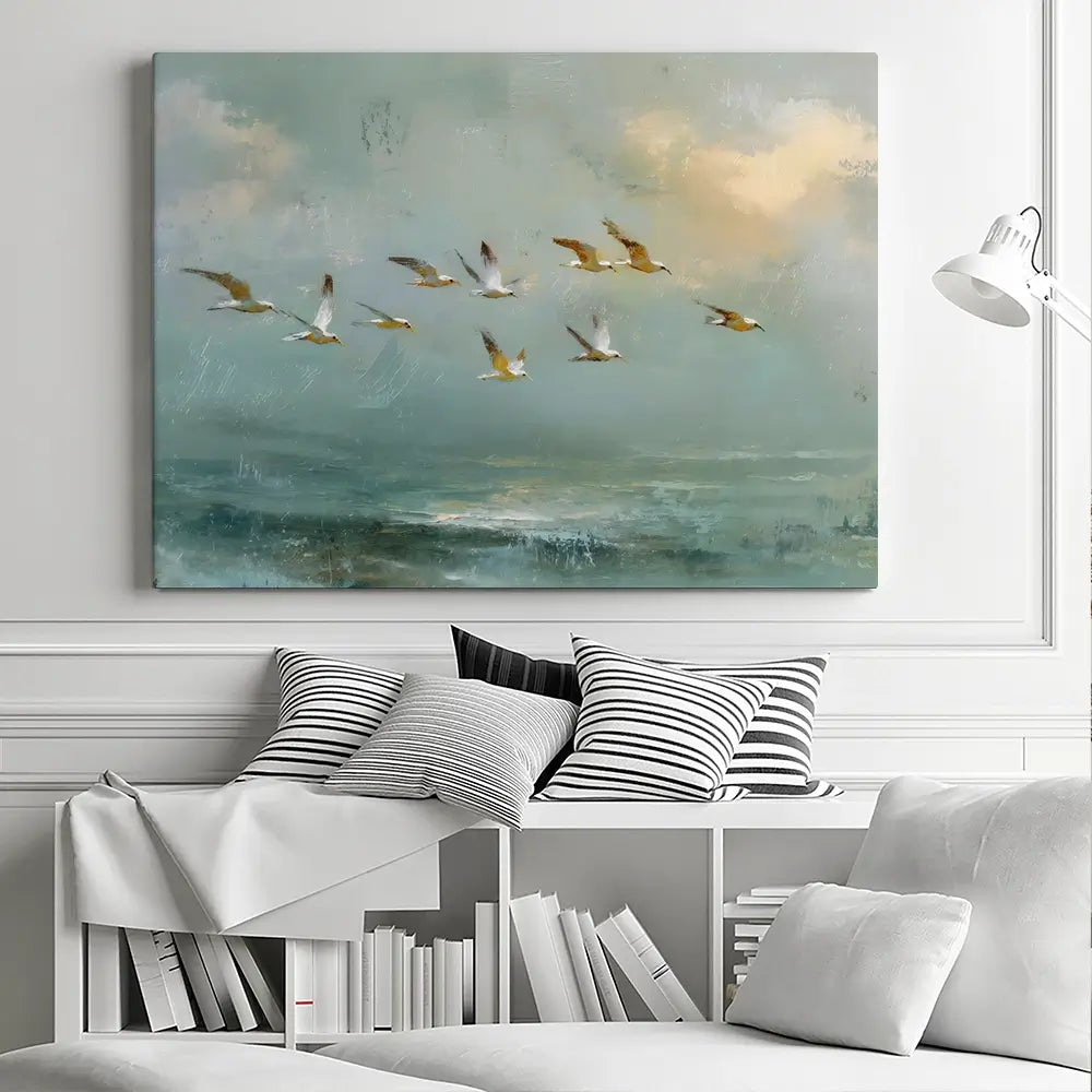 Golden Bird Flight Canvas Print Golden Bird Flight Canvas Print wall art product Petal Prints Design - Independent