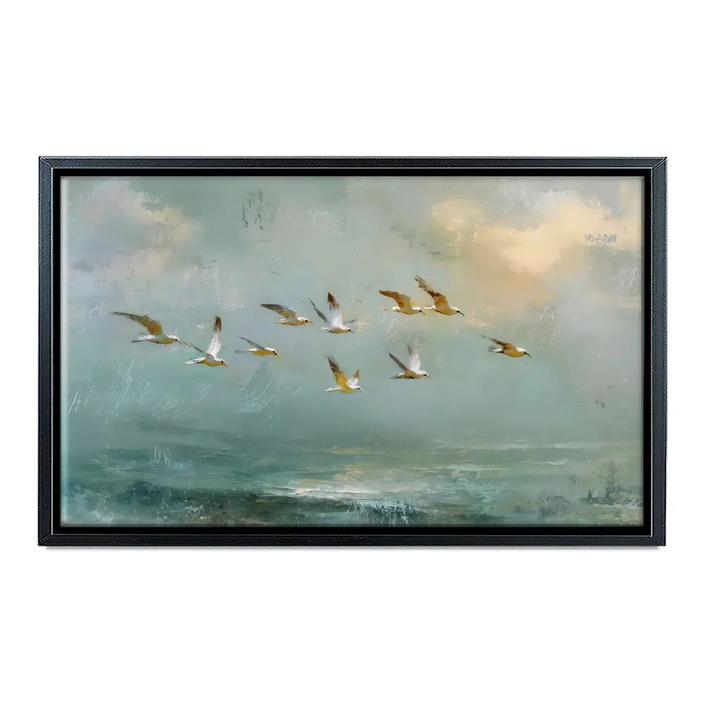 Golden Bird Flight Canvas Print Golden Bird Flight Canvas Print wall art product Petal Prints Design - Independent