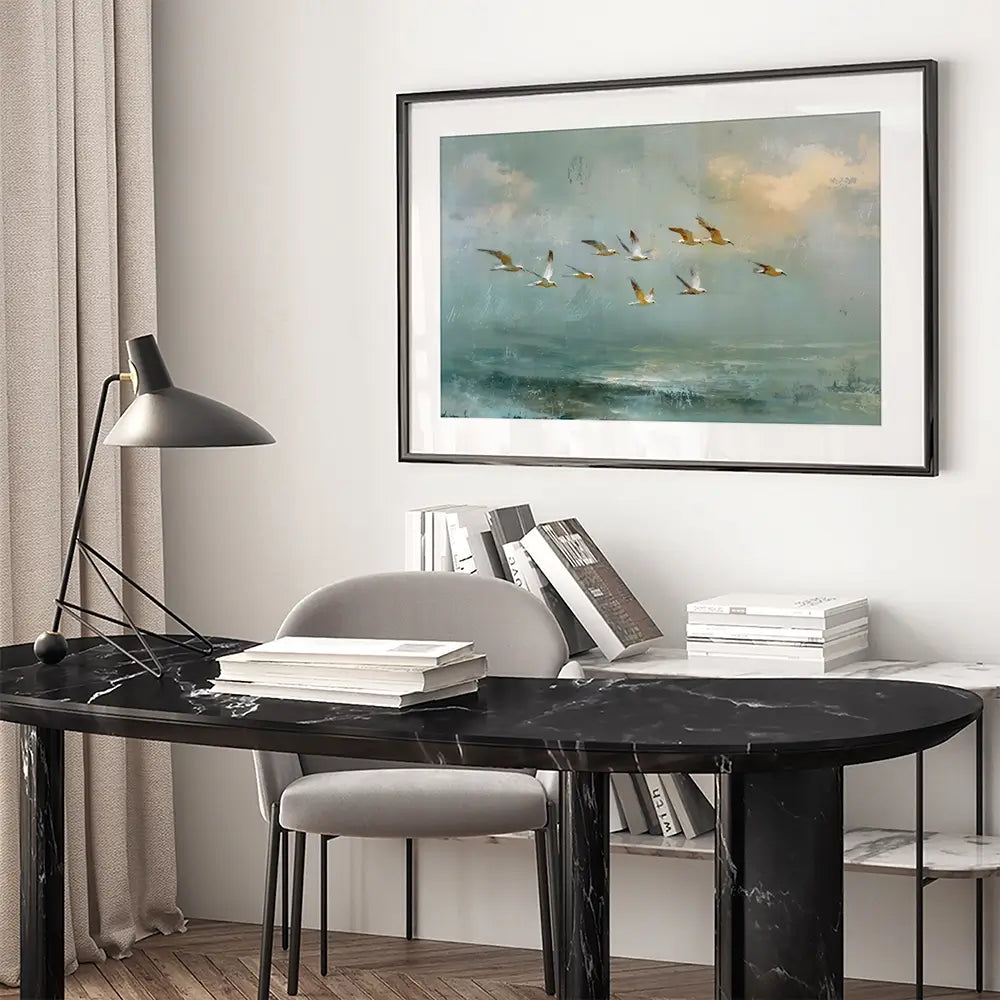 Golden Bird Flight Framed Art Print Golden Bird Flight Framed Art Print wall art product Petal Prints Design - Independent