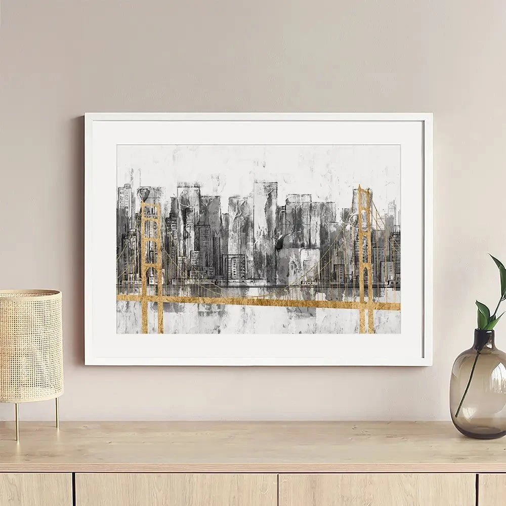 Golden Bridge Panorama Framed Art Print Golden Bridge Panorama Framed Art Print wall art product Jennifer Goldberger