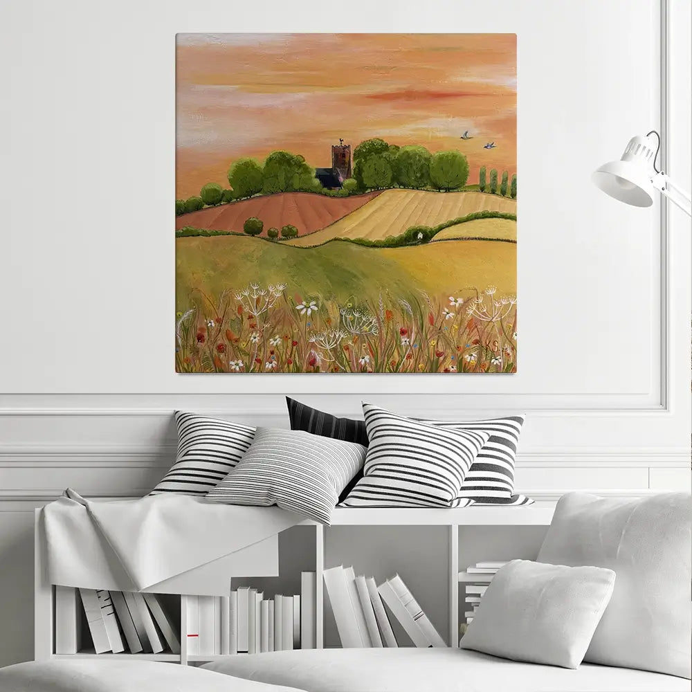 Golden Fields Square Canvas Print Golden Fields Square Canvas Print wall art product Karen Sutton