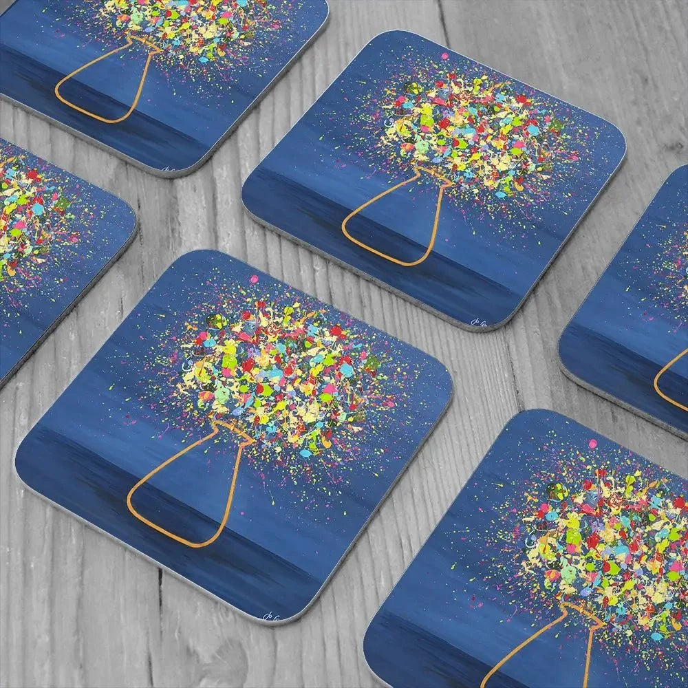 Golden Glow Coaster Set Rainbow Soul Tree Coaster Set | Rainbow Soul Tree Art Coasters wall art product Jo Gough