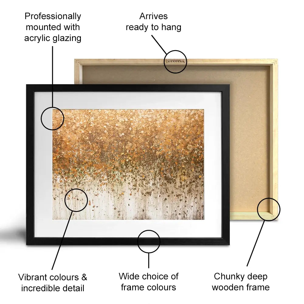 Golden Leaf Wall Framed Art Print Golden Leaf Wall Framed Art Print wall art product WIN12_ET / Shutterstock