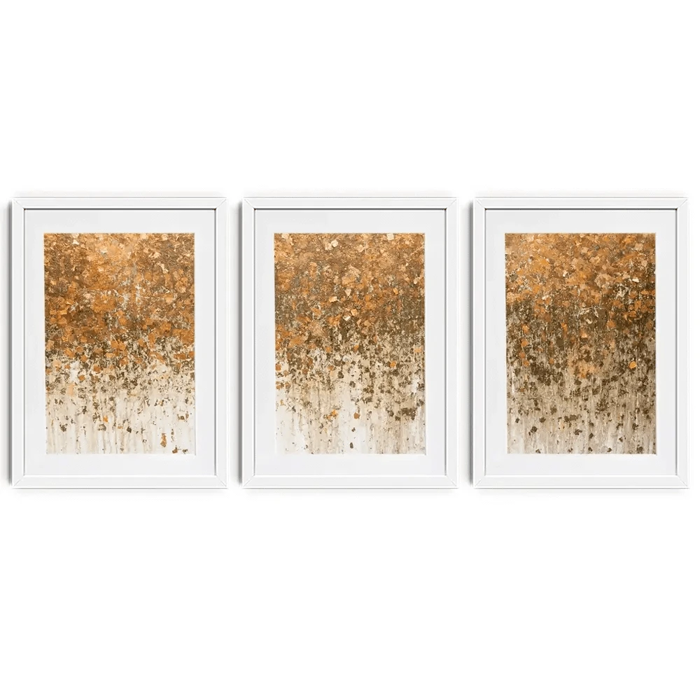 Golden Leaf Wall Framed Art Print Trio Golden Leaf Wall Framed Art Print Trio wall art product WIN12_ET / Shutterstock