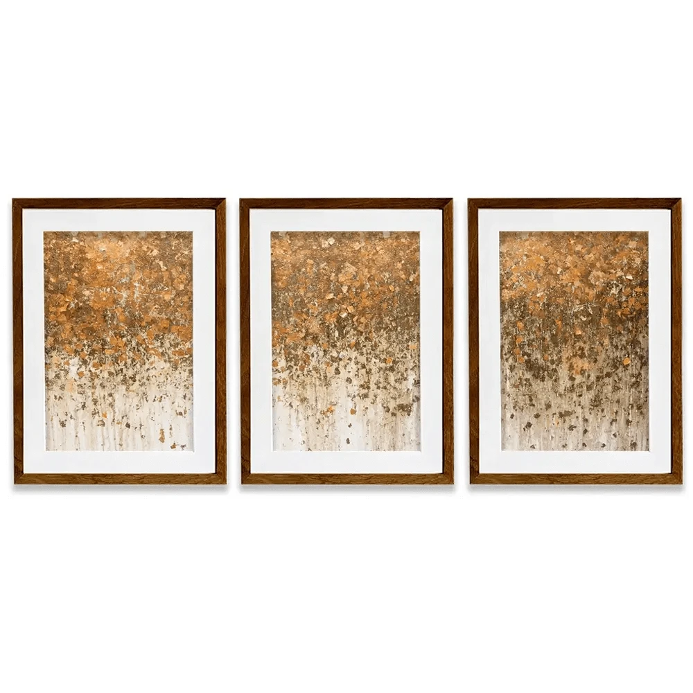 Golden Leaf Wall Framed Art Print Trio Golden Leaf Wall Framed Art Print Trio wall art product WIN12_ET / Shutterstock