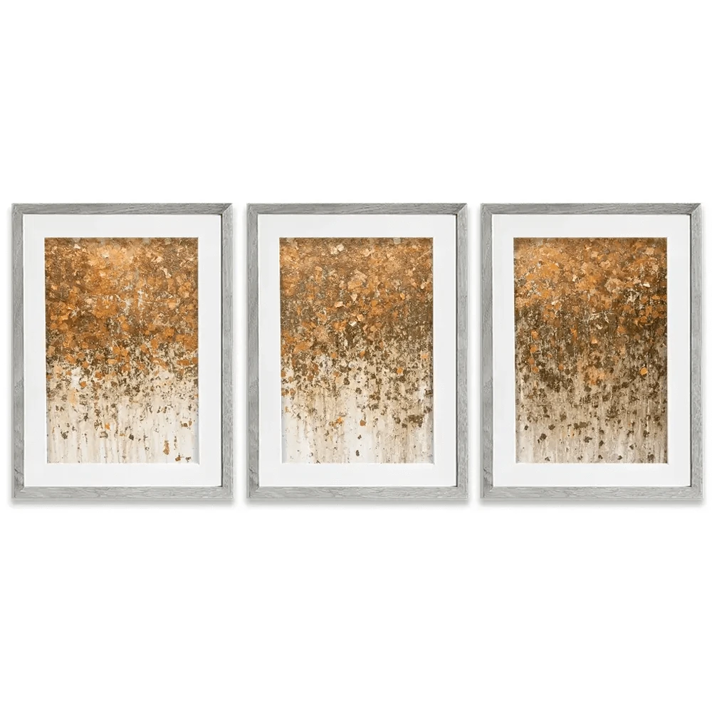 Golden Leaf Wall Framed Art Print Trio Golden Leaf Wall Framed Art Print Trio wall art product WIN12_ET / Shutterstock
