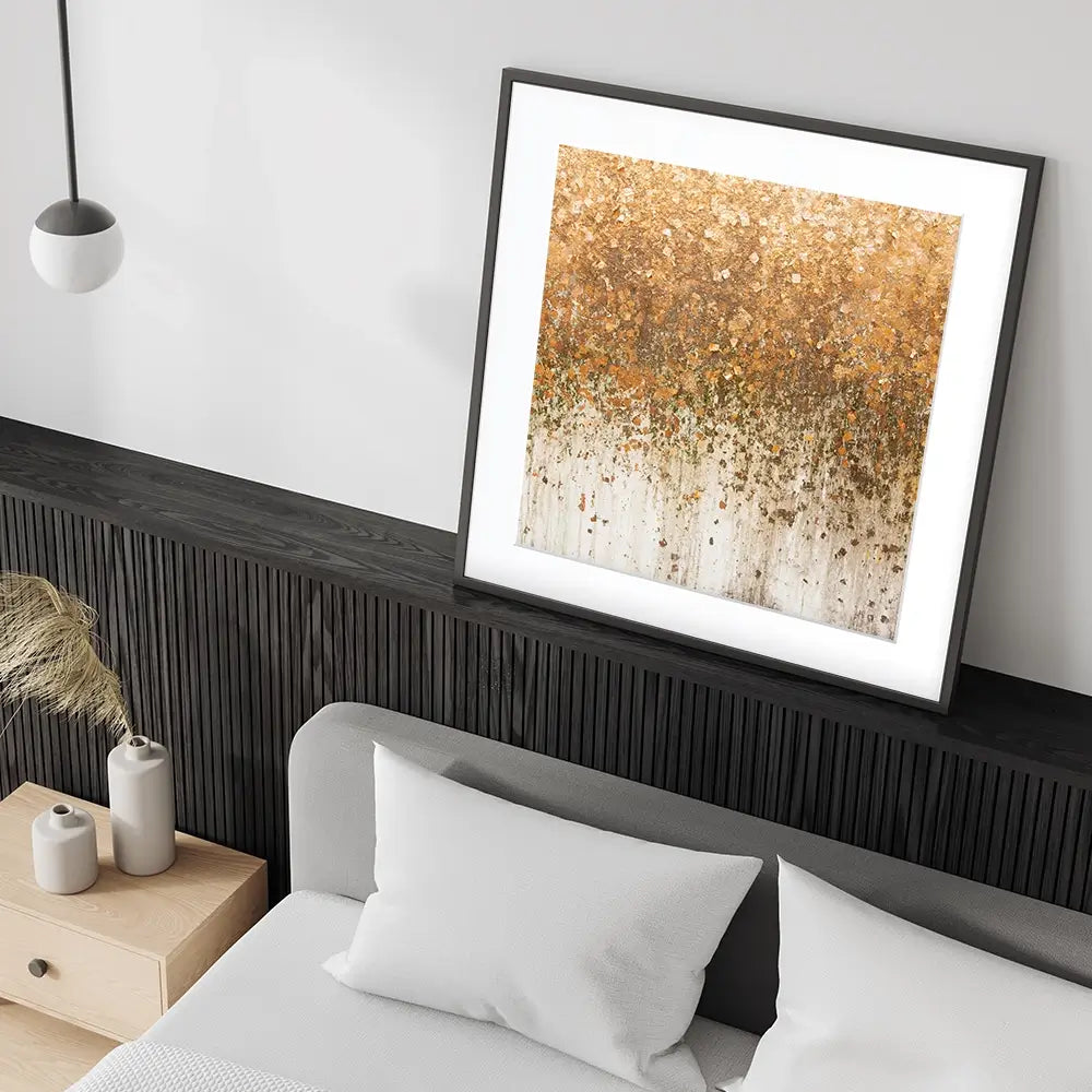 Golden Leaf Wall Square Framed Art Print Golden Leaf Wall Square Framed Art Print wall art product WIN12_ET / Shutterstock