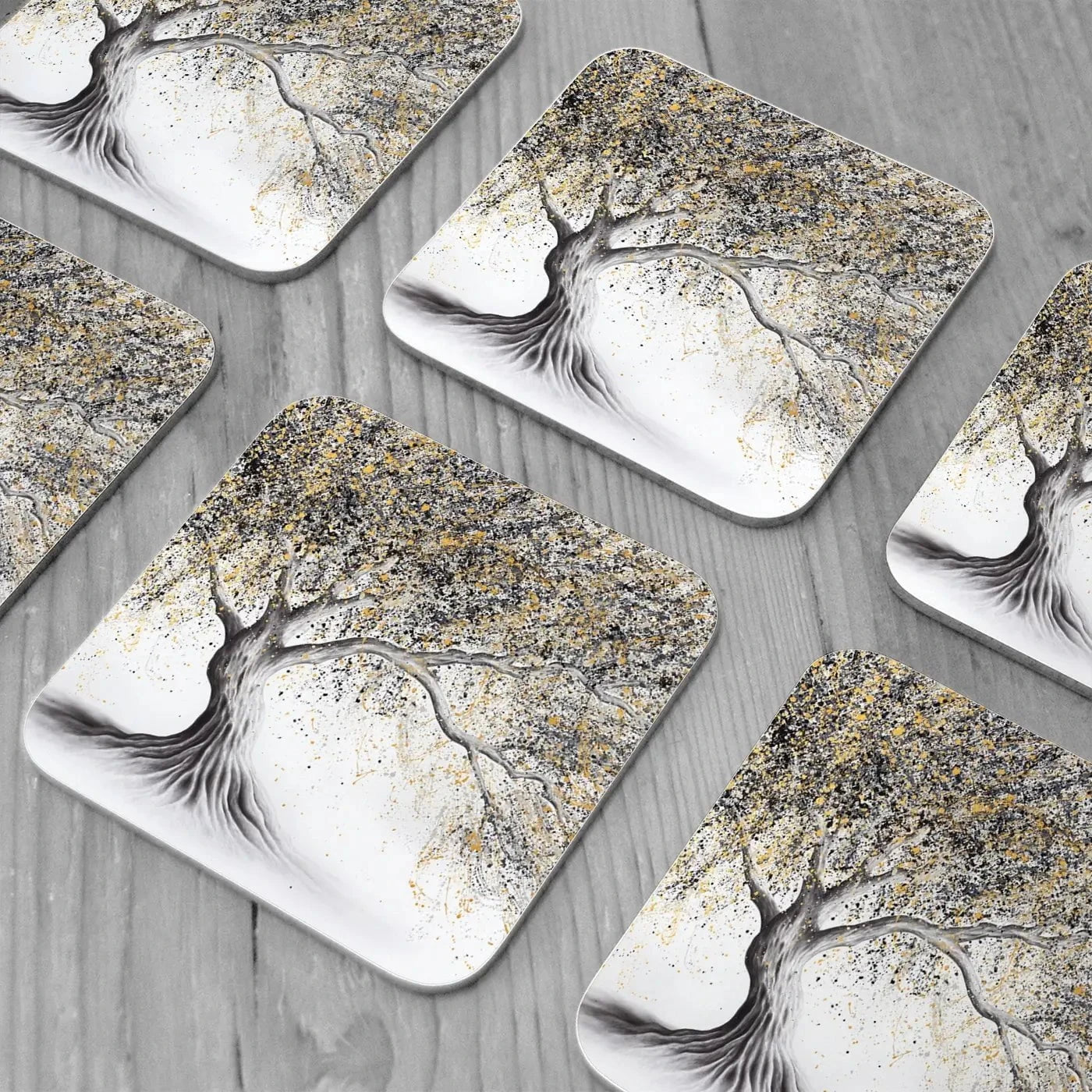 Golden Onyx Tree Coaster Set Rainbow Soul Tree Coaster Set | Rainbow Soul Tree Art Coasters wall art product Ashvin Harrison