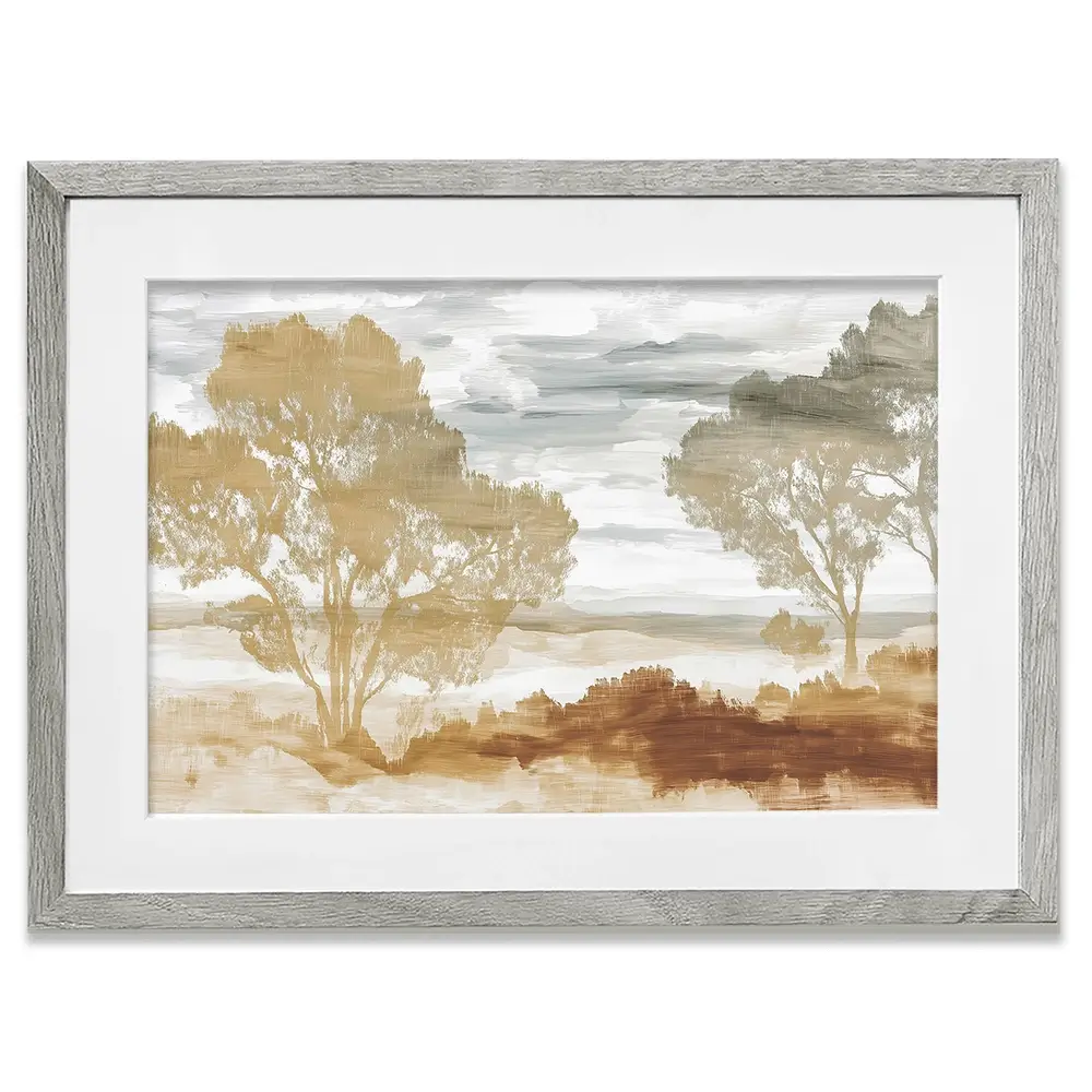 Golden Savanna Trees Framed Art Print Golden Savanna Trees Framed Art Print wall art product Chromatic Storm Studio