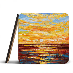 Golden Sunset Coaster Set Rainbow Soul Tree Coaster Set | Rainbow Soul Tree Art Coasters wall art product Olga Tkachyk
