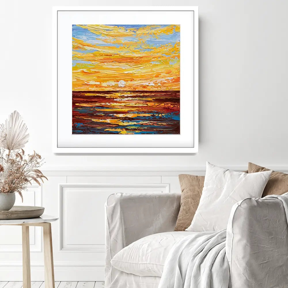 Golden Sunset Square Framed Art Print Golden Sunset Square Framed Art Print wall art product Olga Tkachyk